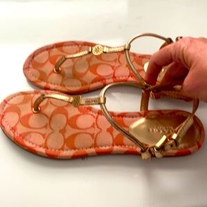 Coach sz 8.5 gold thong sandals